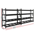 Giantz 4Mx2M Garage Shelving Rack Black Warehouse Storage