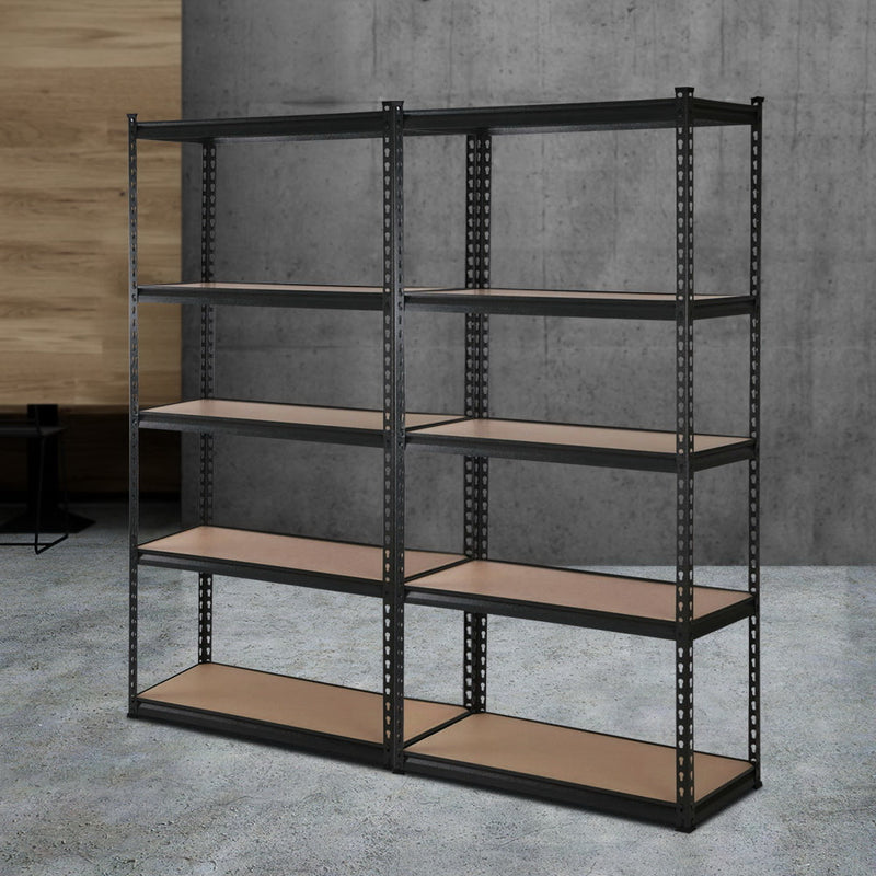 Giantz 2x1.5M Garage Shelving Rack Black Storage Shelve