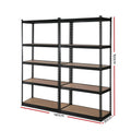 Giantz 2x1.5M Garage Shelving Rack Black Storage Shelve
