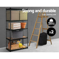 Giantz 2x1.5M Garage Shelving Rack Black Storage Shelve