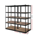 Giantz 4x1.5M Garage Shelving Rack Storage Black