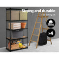 Giantz 4x1.5M Garage Shelving Rack Storage Black