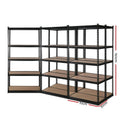 Giantz 5x1.5m Garage Shelving Pallet Racking Storage Shelf Black