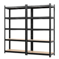 Giantz 2-Rack Garage Shelving 1.6X0.8m MDF Warehouse Shelves Storage Rack Black