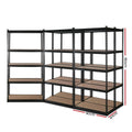 Giantz 5x1.8M Garage Shelving Warehouse Rack Black