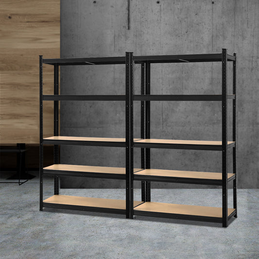 Giantz 2x1.8M Garage Shelving Rack Black Pallet Storage Shelf