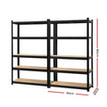 Giantz 2x1.8M Garage Shelving Rack Black Pallet Storage Shelf
