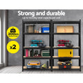 Giantz 2x1.8M Garage Shelving Rack Black Pallet Storage Shelf