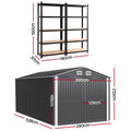 Giantz Garden Shed 3x5.38m Outdoor Tool Storage 2X 5-Tier Garage Shelving Rack