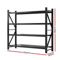 Giantz 2M x 1.8M Garage Shelving Rack Black Storage Shelf