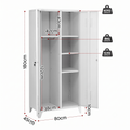 Artiss 2-Door Wardrobe Lockable Cabinet Storage Closet Hanging Rail Adjustable Shelves Cream White