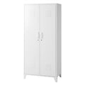 Artiss 2-Door Wardrobe Lockable Cabinet Storage Closet Hanging Rail Adjustable Shelves Cream White