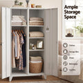 Artiss 2-Door Wardrobe Lockable Cabinet Storage Closet Hanging Rail Adjustable Shelves Cream White
