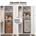 Artiss 2-Door Wardrobe Lockable Cabinet Storage Closet Hanging Rail Adjustable Shelves Cream White
