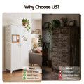 Artiss 2-Door Wardrobe Lockable Cabinet Storage Closet Hanging Rail Adjustable Shelves Cream White