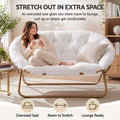 Artiss Double Saucer Chair Soft Faux Fur Lounge Foldable Oversize Chair for Bedroom White