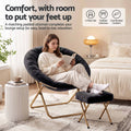 Artiss Comfy Saucer Chair Soft Faux Fur Foldable Accent Chair with Ottoman Black