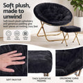 Artiss Comfy Saucer Chair Soft Faux Fur Foldable Accent Chair with Ottoman Black