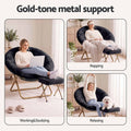 Artiss Comfy Saucer Chair Soft Faux Fur Foldable Accent Chair with Ottoman Black