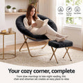 Artiss Comfy Saucer Chair Soft Faux Fur Foldable Accent Chair with Ottoman Black