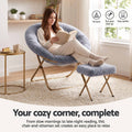 Artiss Comfy Saucer Chair Soft Faux Fur Foldable Accent Chair with Ottoman Grey