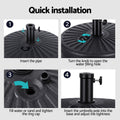 Instahut Umbrella Base 30-48mm Round Plastic Pole Holder Weight
