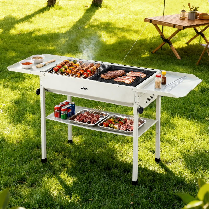 Grillz Portable BBQ Grill Stainless Steel Racks Pans Outdoor