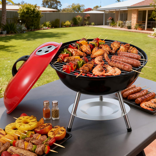 Grillz Charcoal BBQ Grill Portable Lid Camping Outdoor