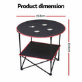 Weisshorn Folding Camping Table with 4 Cup Holders Metal Oxford 73CM Black