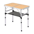 Weisshorn Folding Camping Table Adjustable Aluminium 60 x 40 cm Wood Grain