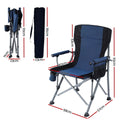 Weisshorn Camping Chair Folding 120KG Portable Beach Fishing Navy Blue
