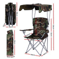 Weisshorn Camping Chair Canopy 120KG Folding Portable Beach Army Green