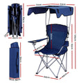 Weisshorn Camping Chair Canopy 120KG Navy Portable Folding Beach