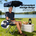 Weisshorn Camping Chair Canopy 120KG Navy Portable Folding Beach