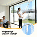 Giantz Window Cleaner Mirror Car, Spray Scrub Squeegee 136cm Extendable Long Handle with Water Tank 3 Microfiber Pads, Glass Scrubber for High Windows Home Car Mirror, White