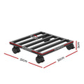 Green Fingers Plant Pot Trolleys 3pcs 32cm Galvanized Steel Lockable Wheels Roll Planter Black