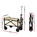 Gardeon Garden Cart Folding Trolley Wagon Barrow Beach Beige
