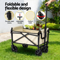 Gardeon Garden Cart Folding Trolley Wagon Barrow Beach Beige