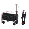 Gardeon Folding Garden Cart Trolley Wagon Beach Black Outdoor