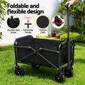 Gardeon Folding Garden Cart Trolley Wagon Beach Black Outdoor