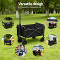 Gardeon Folding Garden Cart Trolley Wagon Beach Black Outdoor