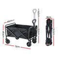 Gardeon Garden Cart Folding Trolley Wagon Black Outdoor Camping
