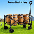 Gardeon Garden Cart Folding Trolley Wagon Black Outdoor Camping