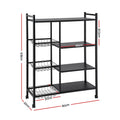 Artiss 4-Tier Kitchen Microwave Rack Storage Shelf 3 Baskets Wheels