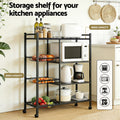 Artiss 4-Tier Kitchen Microwave Rack Storage Shelf 3 Baskets Wheels