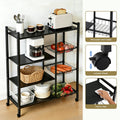 Artiss 4-Tier Kitchen Microwave Rack Storage Shelf 3 Baskets Wheels