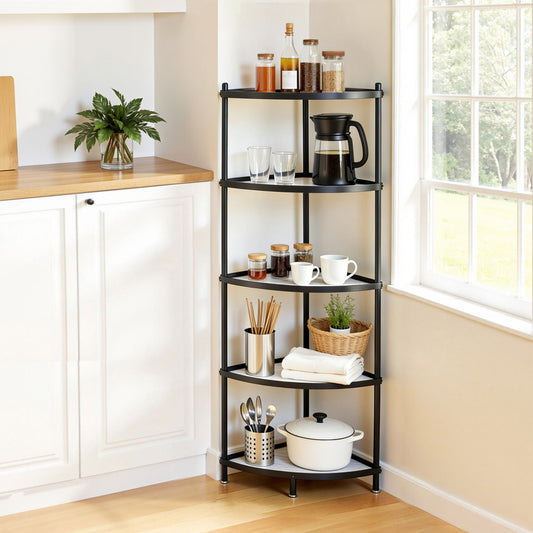 Artiss 5-Tier Metal Kitchen Corner Shelf Rack Microwave Storage