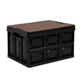Gardeon 50L Collapsible Storage Box Black Stackable Camping Organizer