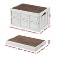 Gardeon 50L Collapsible Storage Box Stackable Plywood Lid Beige
