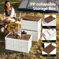 Gardeon 50L Collapsible Storage Box Stackable Plywood Lid Beige